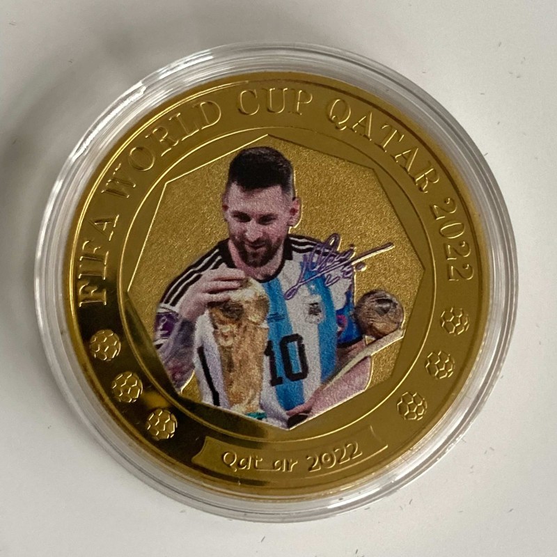 Lionel Messi World Cup Trophy Gold Plated Coin