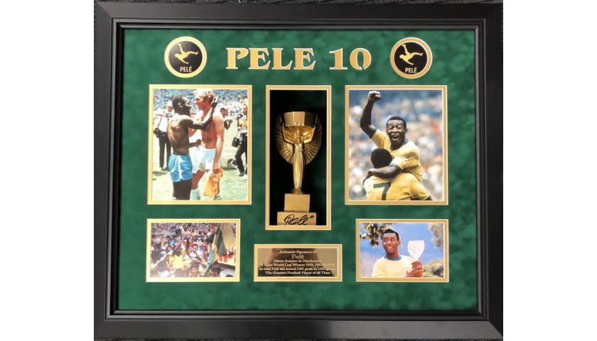 Pelè Signed Trophy and Photo Display
