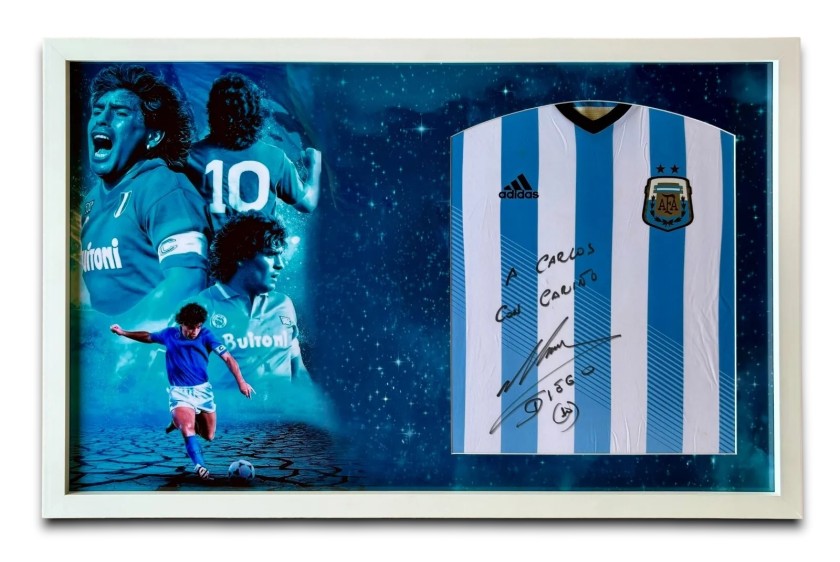 Diego Maradona's Argentina Signed and Framed Replica Shirt