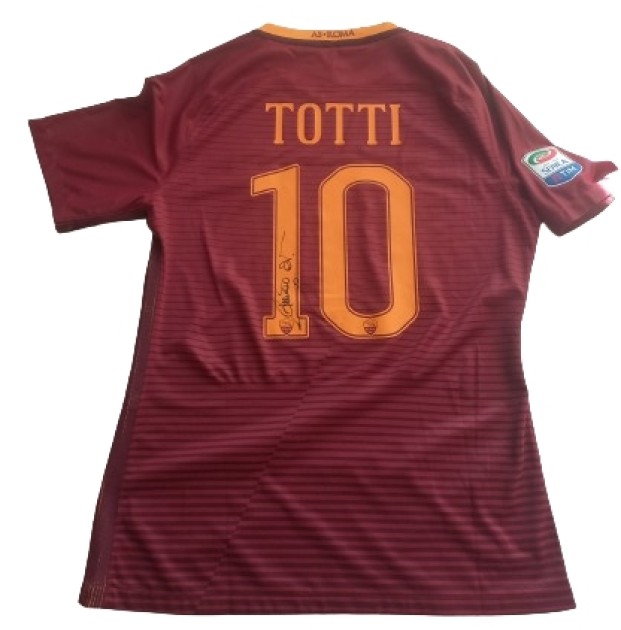 Maglia Totti preparata Juventus vs Roma 2016, Sponsor "Telethon" - Autografata