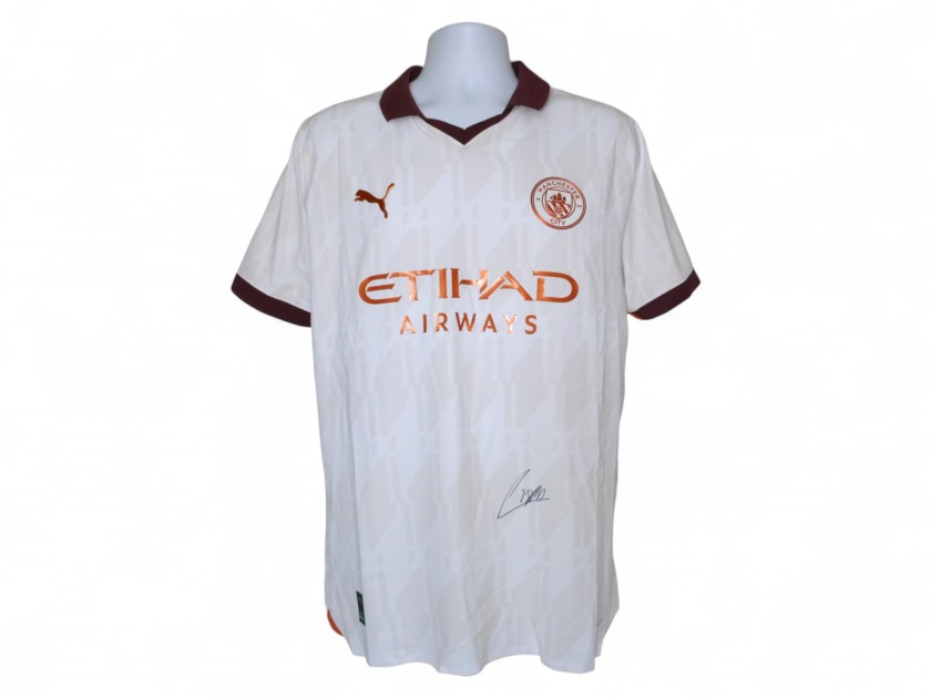 Signed Jeremy Doku Manchester City 2023/24 Authentic Away Shirt