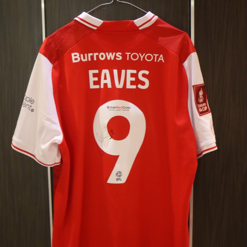 Maglia autografata di Tom Eaves del Rotherham United, indossata durante la partita
