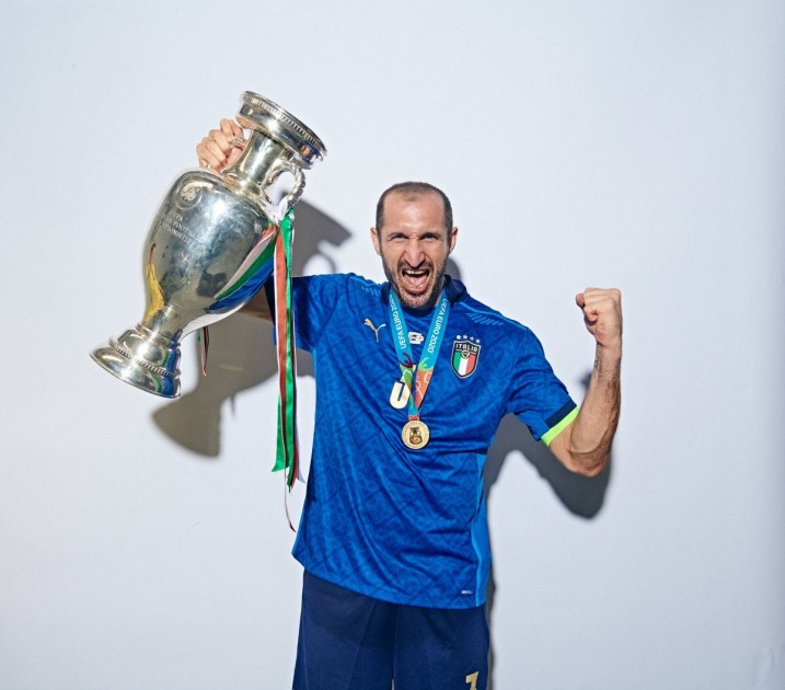 Chiellini's Match-Issued Shirt, Italy-England 2021 - CharityStars