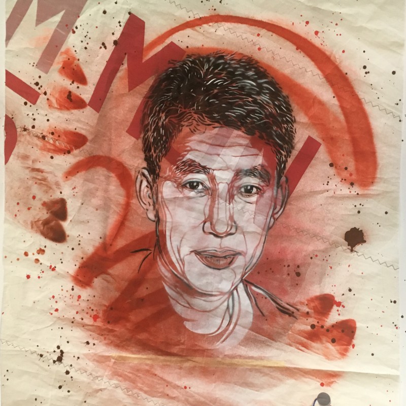 Portrait of the Champion for Peace Guo Chuan by the street  artist C215