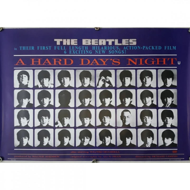 Beatles "A Hard Day's Night" Horizontal Poster 1964 by United Artists