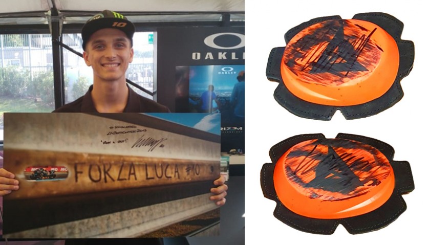Photograph and Knee Sliders Signed by Luca Marini