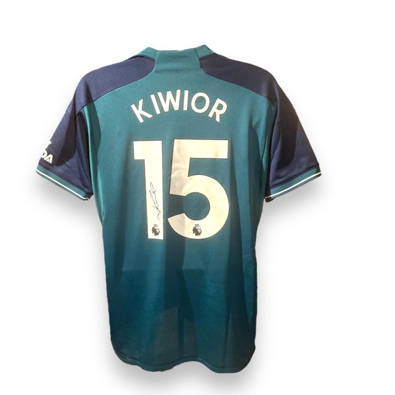 Maglia ufficiale da trasferta firmata da Jakub Kiwior per l'Arsenal 2023/24