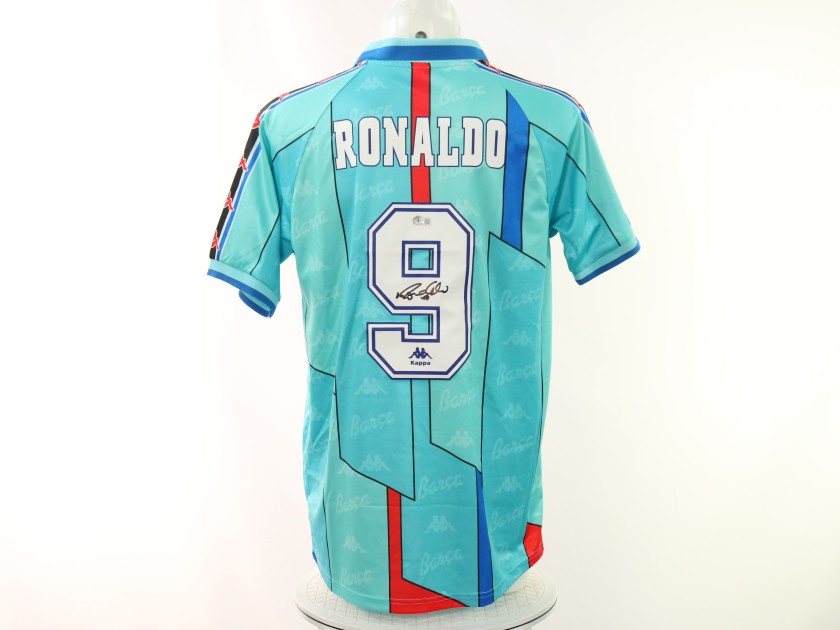 Maglia replica firmata da Ronaldo Nazario del FC Barcelona