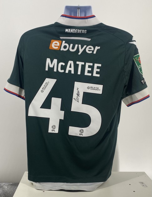 Maglia da trasferta firmata di John Mcatee del Bolton Wanderers, contro l'Arsenal