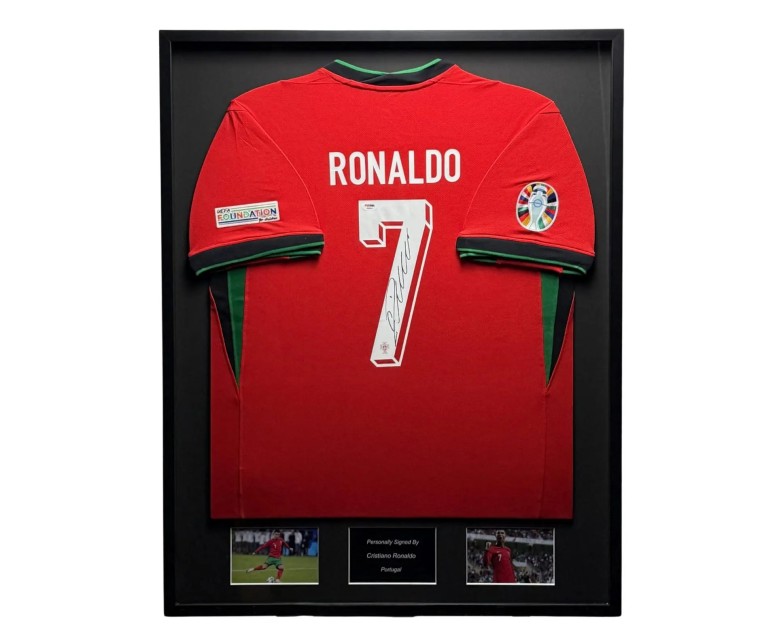 Cristiano Ronaldo's Portugal Signed Framed Home Jersey, 2024