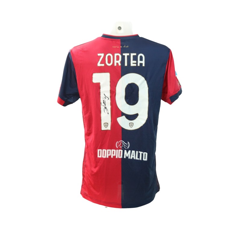 Zortea's Signed Unwashed Shirt, Cagliari vs Inter 2024