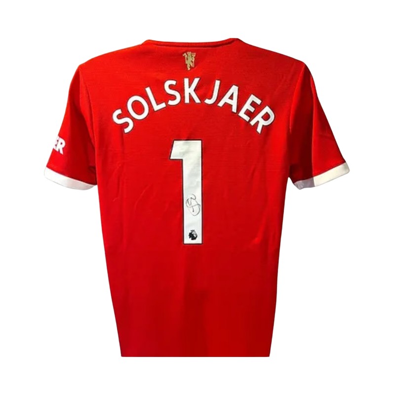 La maglia ufficiale firmata da Ole Gunnar Solskjaer del Manchester Unite 2021/22