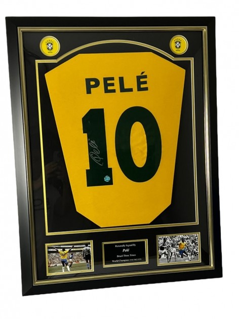 Pelé Brazil 1970 Signed and Framed Shirt 