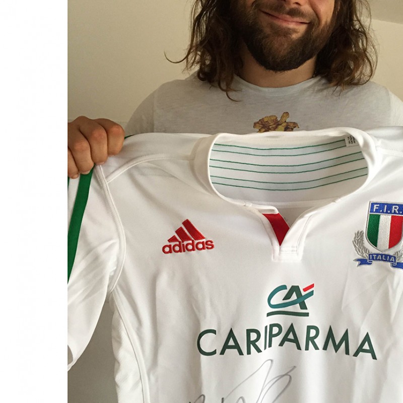 Castrogiovanni match worn shirt in Italy-SouthAfrica, 11/22/14 - signed