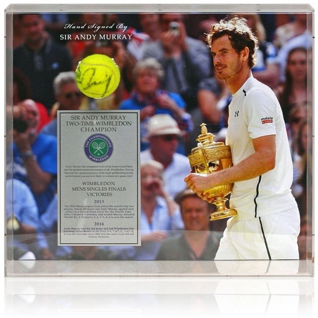 Sir Andy Murray Signed Tennis Ball Wimbledon Display