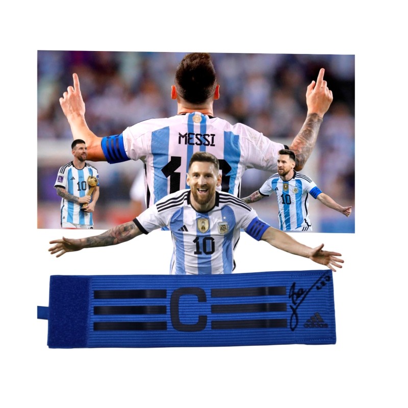 Fascia Capitano Personalizzata Messi Argentina, Mondiali 2022 - Autografata