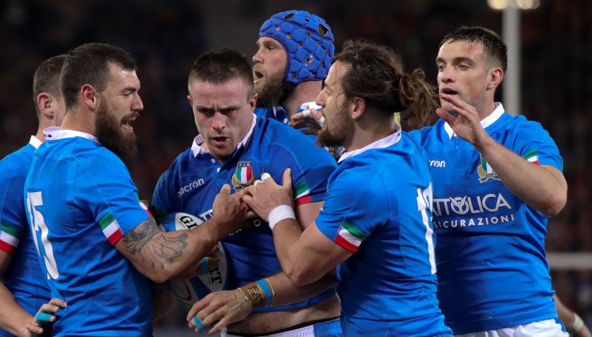 Italy Rugby Match Shirt, 2019 - Signed by the Players