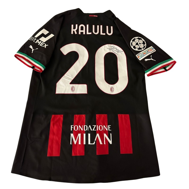 Kalulu's Milan Signed Official Shirt, UCL 2022/23