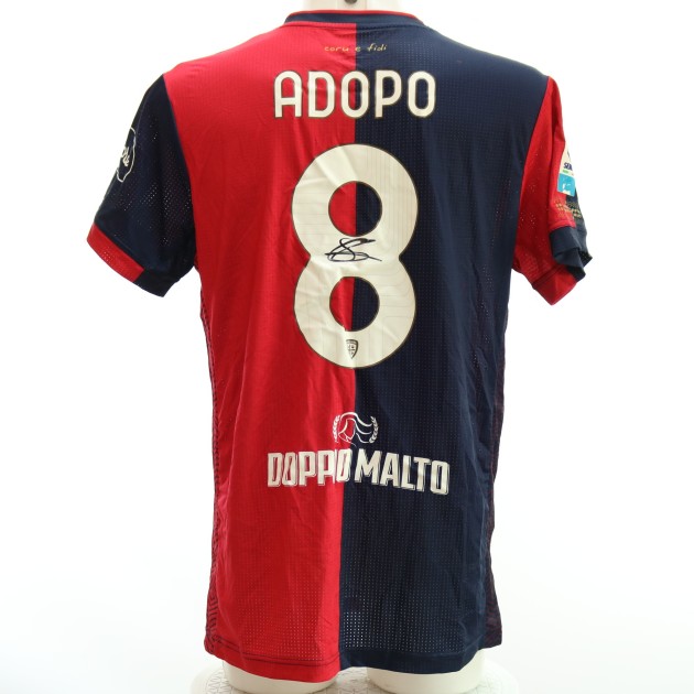 Adopo Signed Unwashed Shirt, Cagliari vs Roma 2024