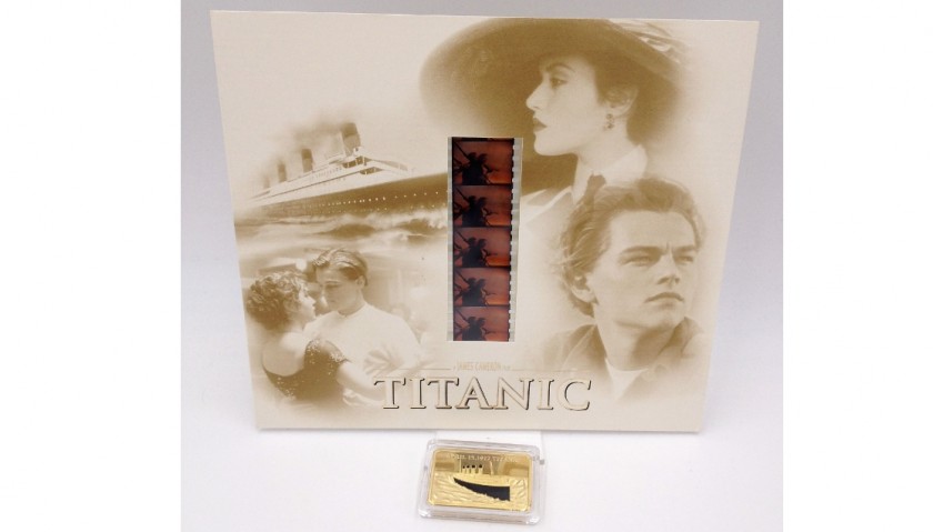 "Titanic" - Collectible Card with Original Frames of the Film + Gold Plated Bar
