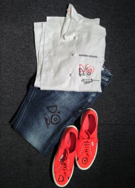 Chef's uniform and shoes signed by Davide Oldani