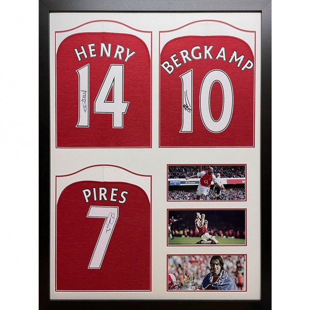 Henry, Bergkamp and Pires Arsenal FC Signed Trio Framed Shirts