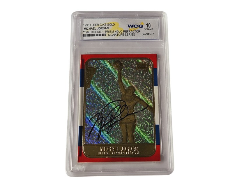 Michael Jordan Rookie Fleer Prism Holo Refractor Rookie Signature Card 1998