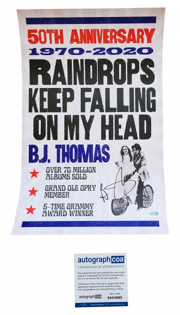 Raindrops Keep Fallin' Poster Signed by B.J. Thomas
