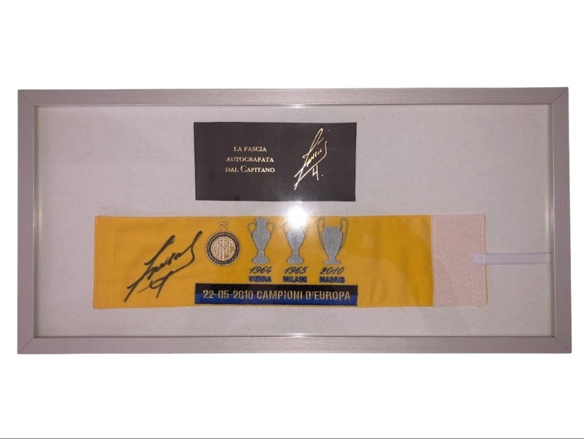 Framed Captain's Armband - Signed by Javier Zanetti