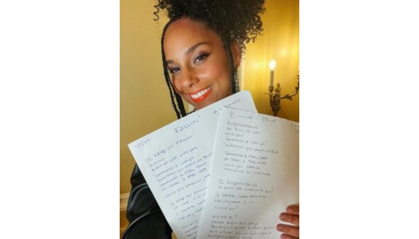 Win Alicia Keys Handwritten and Signed Lyrics 