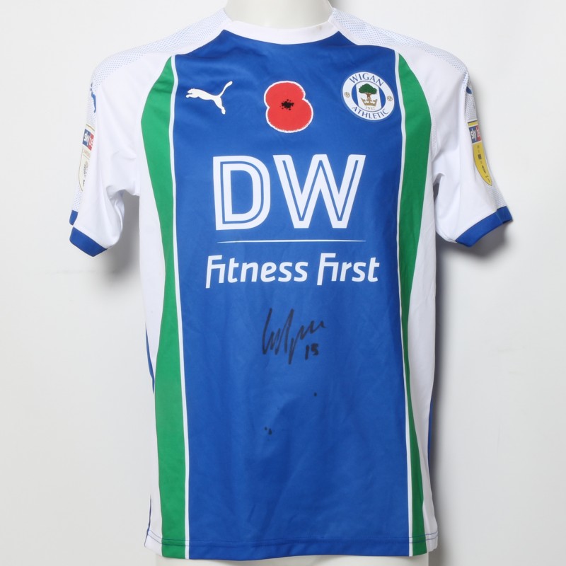 Callum McNaman's Match-Worn Wigan Athletic Signed Poppy Home Shirt 