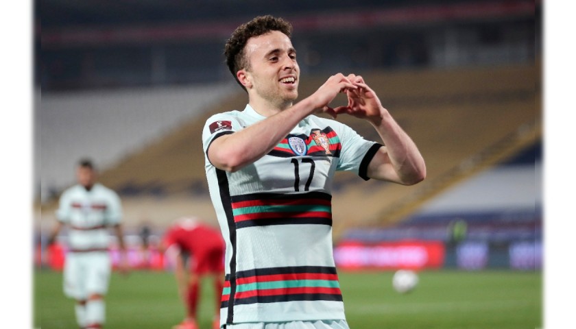 Diogo Jota's Worn and Unwashed Shirt, Serbia-Portugal 2021