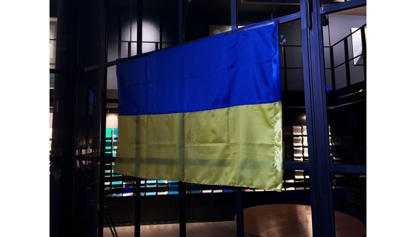 Bandiera dell'Ucraina Fondazione Laps - Autografata
