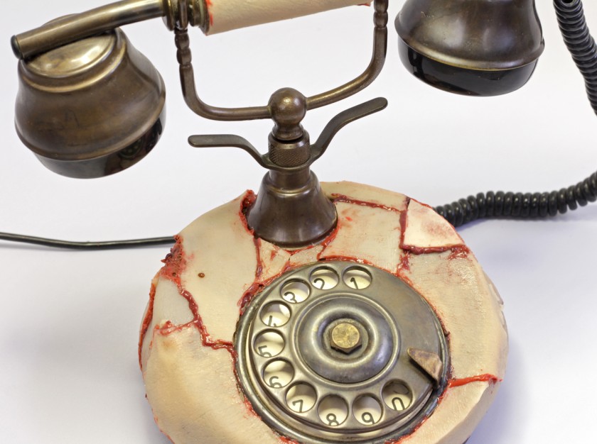 "Skinphone" vintage telephone covered in silicone by Crisiplastica
