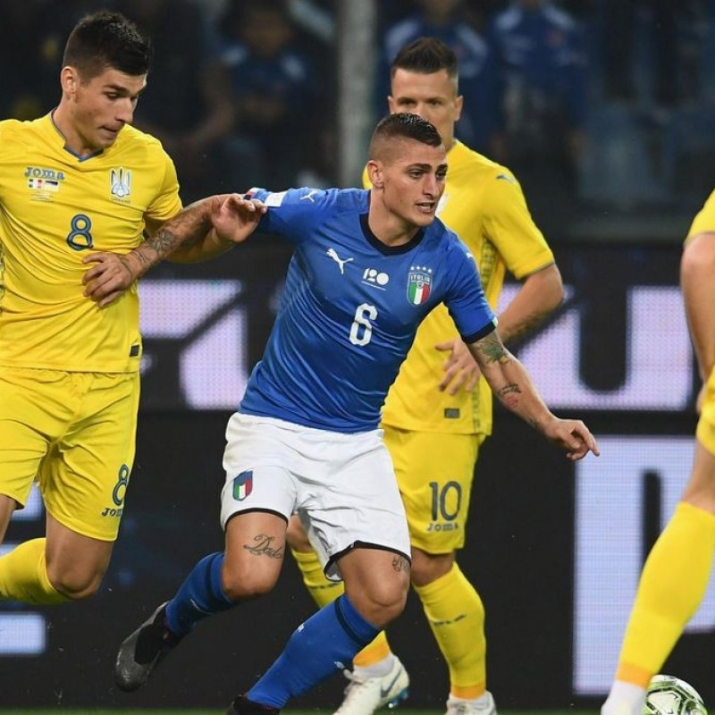 Verratti's Match Shirt, Italy-Ukraine 2018 - Special Genoa Patch