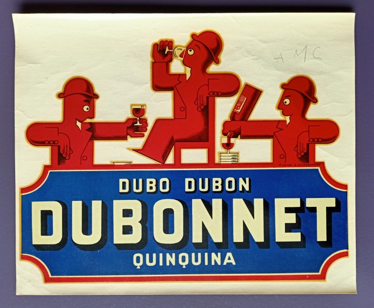 Dubo Dubon Dubonnet Quinquina 1940 Sticker Signed by AM Cassandre 