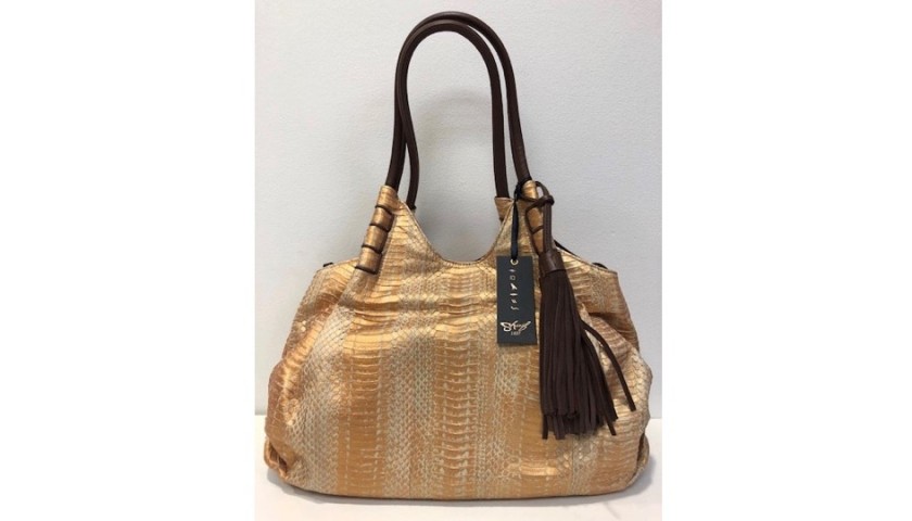 Sharif Couture Snake Skin and Leather Ruched Shopper Bag