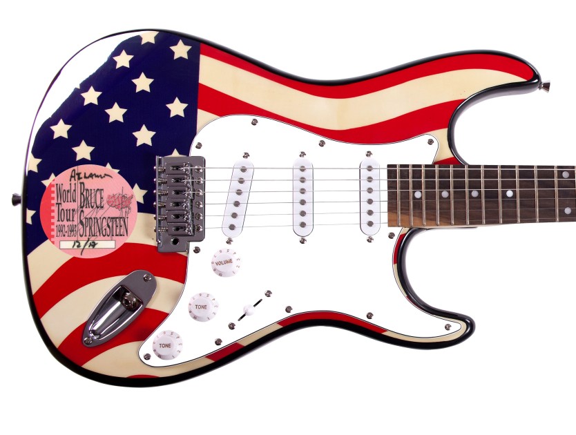 Chitarra grafica firmata Bruce Springsteen USA Flag Signature Edition