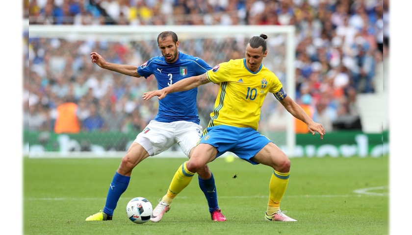 Chiellini's Italy Match Signed Shorts, Euro 2016