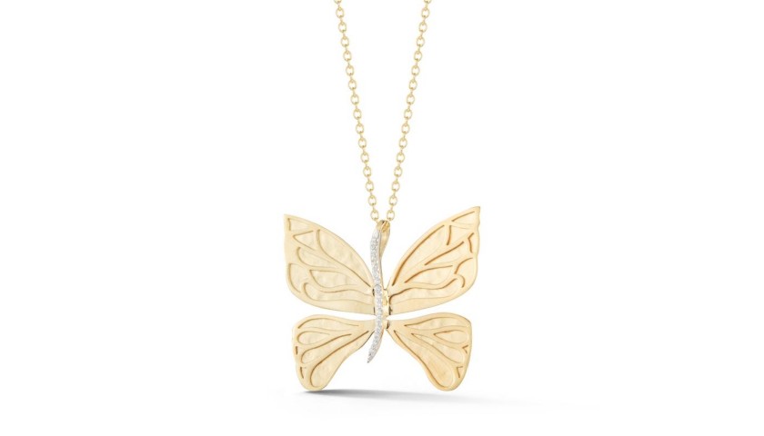 Reiss 14K Yellow Gold & Diamond Butterfly Pendant