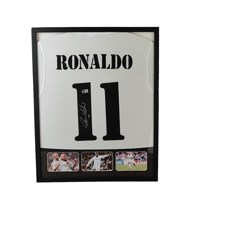 Ronaldo Nazario's Real Madrid Signed Shirt in a Deluxe High-Quality Frame