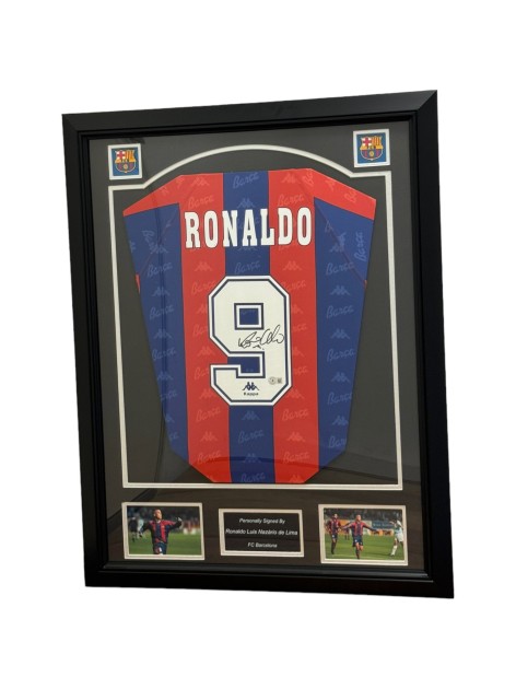 Ronaldo Nazario's Retro Barcelona FC Signed and Framed Shirt 