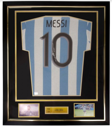 Lionel Messi Signed Custom Framed Shirt Display