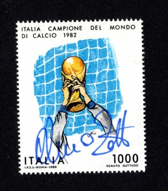 1,000 Lire 1982 Fifa World Cup - Stamp Autographed by Dino Zoff