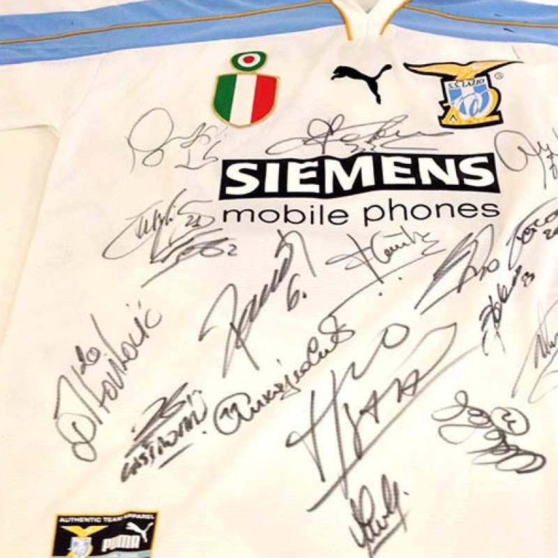 Maglia Veron del 100° anniversario Lazio autografata dai vincitori dello scudetto 1999/2000