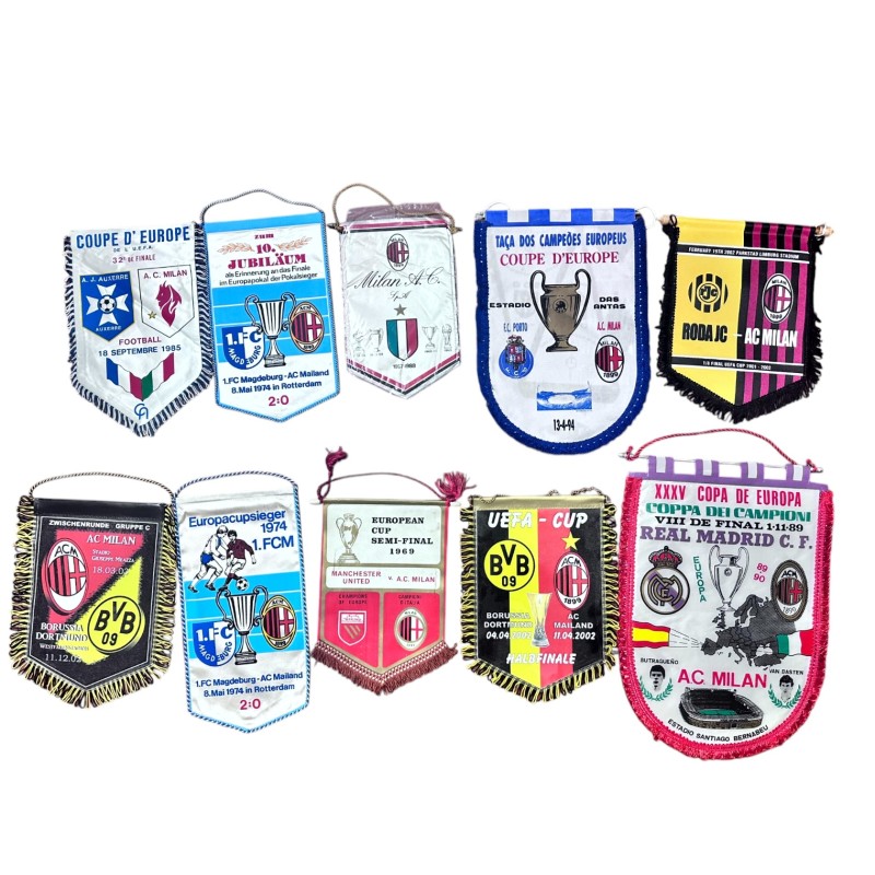 Milan's European Matches Collection of Ten Official Pennants