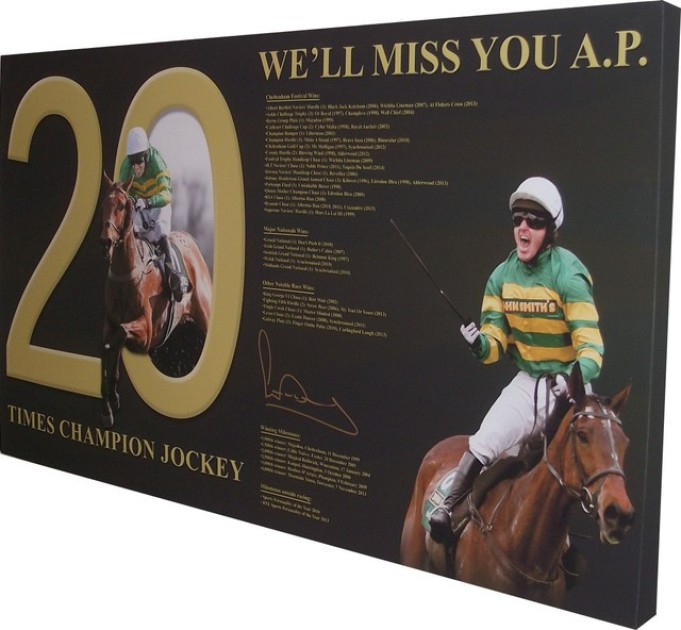 Tony AP McCoy 20 times National Hunt Champion Jockey Signed Retirement Canvas