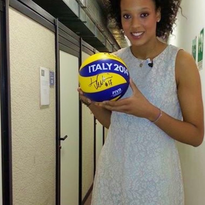Official Women World Cup 2014 Volleyball ball signed by Valentina Diouf given to Fabio Fazio during "Che tempo che fa"