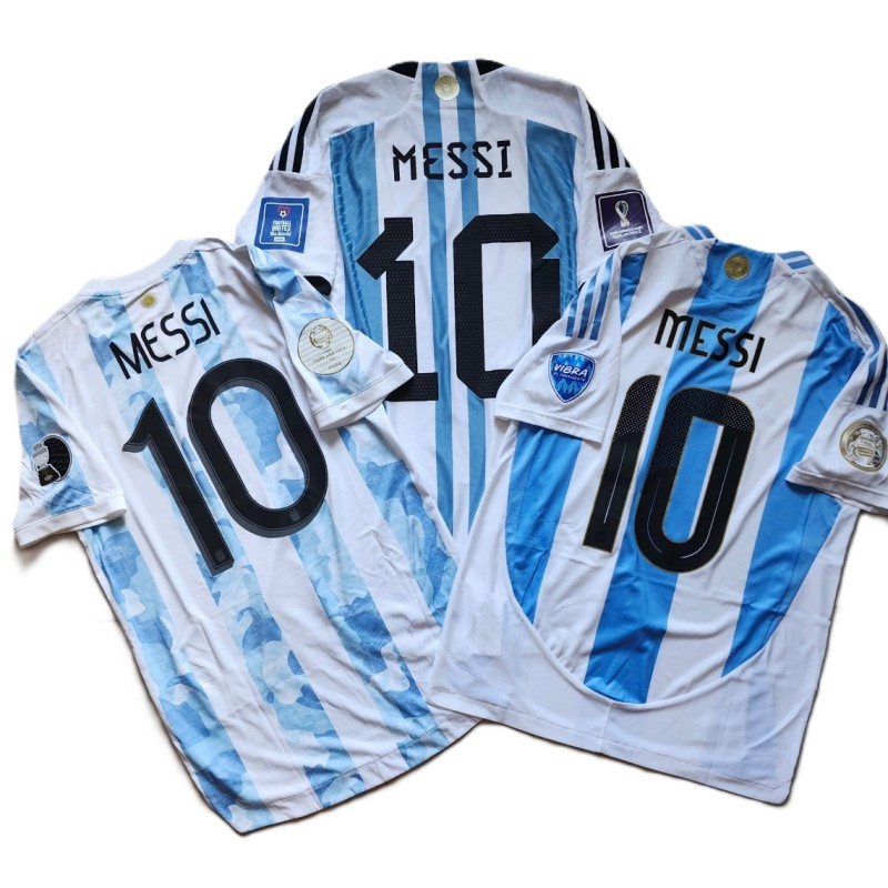 Collection of Lionel Messi’s Match-Issued Shirts from the 2022 World Cup Final
