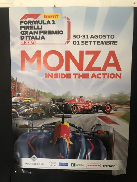 Locandina Formula 1 Monza 2024 - Autografata da Leclerc e Sainz